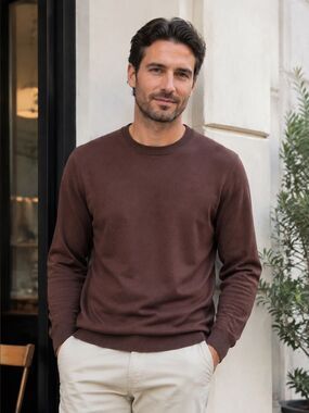 Christian LaCroix Men's 100% Merino Wool Brown Crewneck Sweater Size L